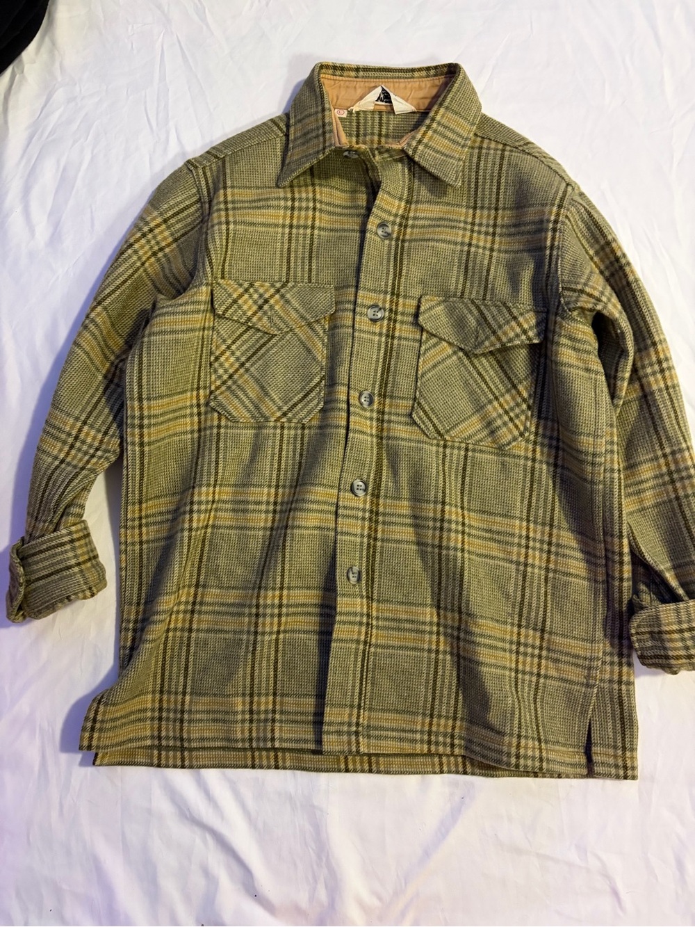 Woolrich Olive Plaid Lightweight Shirt Jacket